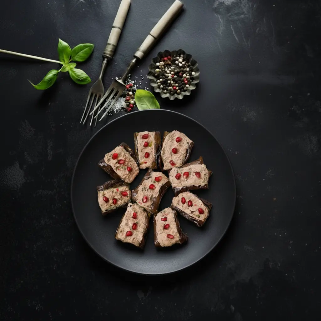 Eggplant rolls with walnut paste